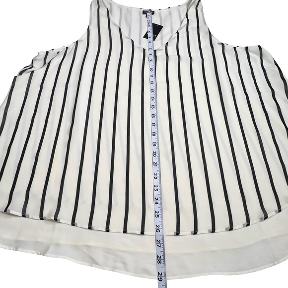 Torrid New Tank Striped Georgette Double Layer Swing Top Off White Black 3X NWT - Picture 13 of 14